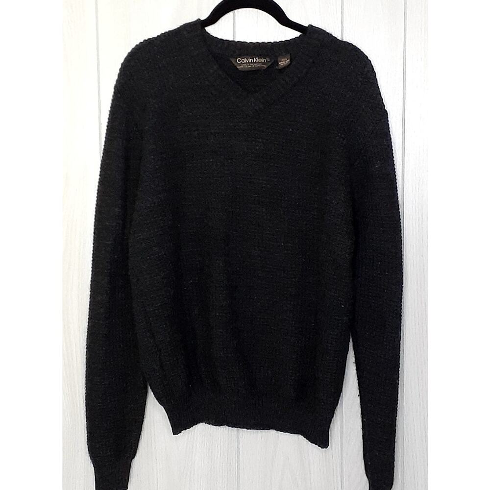 Ladies Vintage Calvin Klein Sweater 100% Merino Wool Gray/Brown XL
